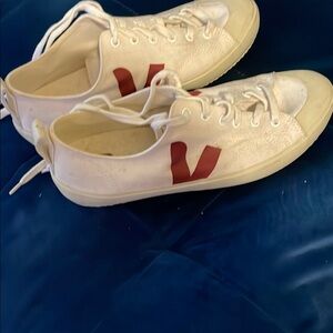 Veja White and Red Sneakers Minimalist Design